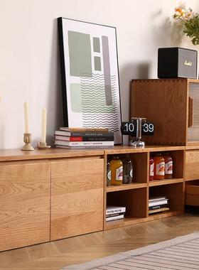 7K北其樱桃厅木实NGY木电合视柜实木多功能组柜电视客柜书柜储物