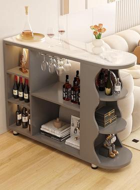 奶油风13101吧台桌子柜家用酒实木断隔客厅岩板餐边柜柜厨房可移