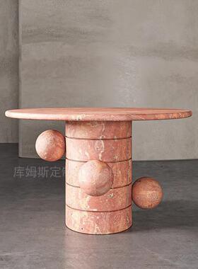 天然大理餐桌现代简轻奢家用别墅大约层石圆形饭桌个85054性设平