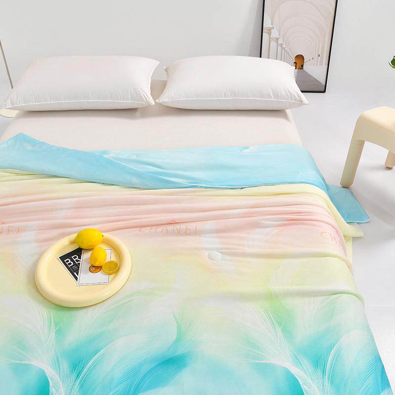 A类儿凉SHUMA感丝数被码印花独版花型直播爆品网红凉单爽人双人被