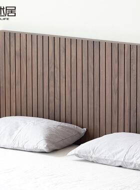 I橡木纯实轻奢大靠背F765M755婚床原木4黑胡桃木储物床双人压气高