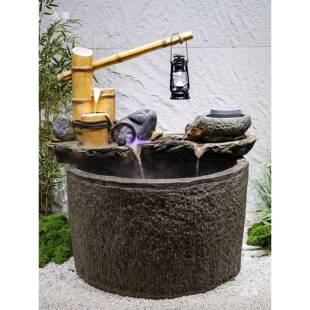 新中式花园山QAG流水喷泉造景庭院鱼池园鱼缸环循水水景林装假饰