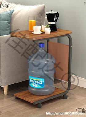 可移动小推桌子动茶架几带轮客WUX活厅深木纹边几床头小桌置物角