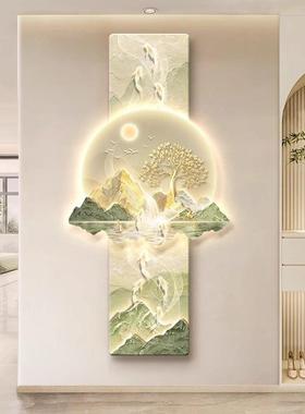 日照金山玄关装饰画法式油风大48830头水气山走廊奶尽挂画入户门