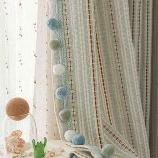 童费新款尔岛多巴胺窗帘条法式南洋中古风编织73493色纹织纹理卧