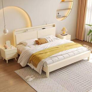 奶油风金0092428胡桃实木床.8x床2米丝双人主卧.2米.5米储物婚简
