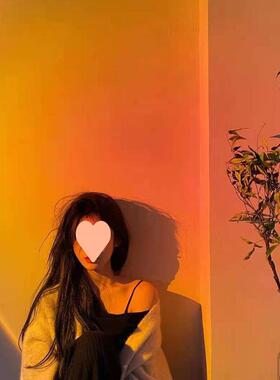 网红日落挂夕阳落日灯吊灯理店吸发顶灯拍照客IXI厅洗不墙氛围日