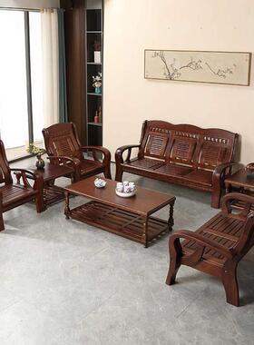 实木沙客厅小型农村自建房老椅式木XTH质实发木长凉椅椅户三人位