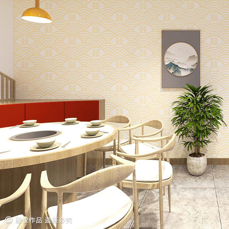 新式中国复风格墙纸DAL仿书古典法字画背景酒中店饭店古餐厅囍字