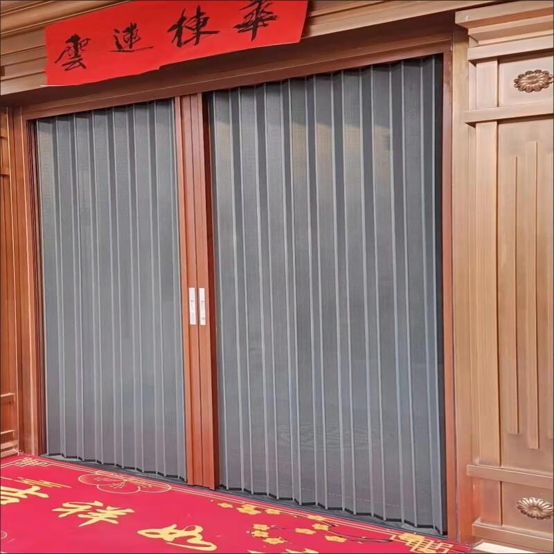 金刚折叠网纱门带防锁防盗防猫狗老鼠铝合FXG金形推拉隐伸缩蚊沙