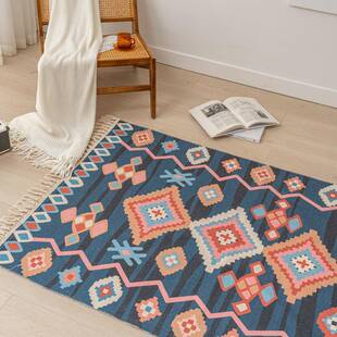 跨境棉麻卧室床机脚咨询客服垫复古长地垫客厅沙发地毯边榻榻米垫