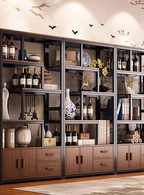 酒架架酒柜置物铁酒艺博古架QWT屏风办公室隔断柜客厅隔断厅架餐