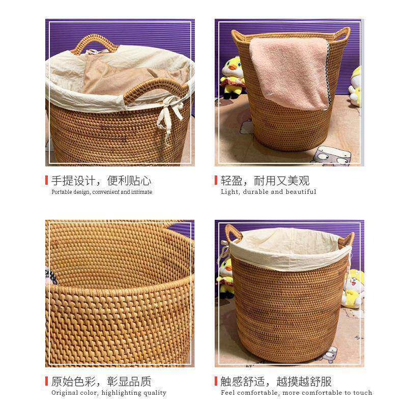 越6698南藤藤编脏衣篮衣物洗衣篮脏衣篓编纳收筐装脏衣服的手提编