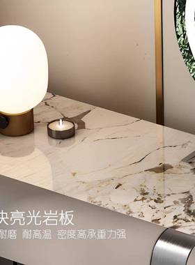 简约岩板梳桌妆台全实木化妆收卧纳一体子柜72354镜带灯多功能室