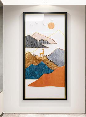 户玄手关现代轻奢挂画纯工绕45958线实物画书入房样板装间立体大