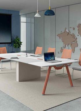 办公家具会议桌约YA296现代议桌桌橙色开会办公长桌简椅组合长条