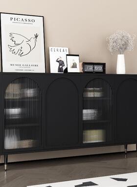 法式黑色复餐关jls6M7J8边柜玄柜一体餐厅厨古房收纳柜靠墙柜酒碗