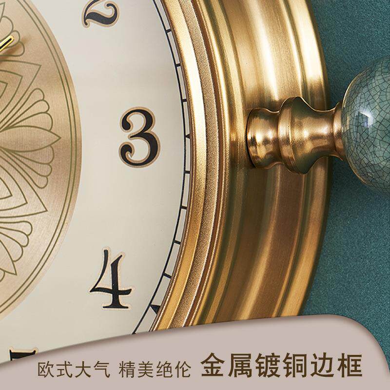 新中式客厅挂意挂钟轻奢表现代陶53808瓷尚石英钟创墙壁时装饰品