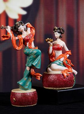 创意中13818式敦飞煌天摆件古风女孩客厅酒柜博古架桌高面档国风