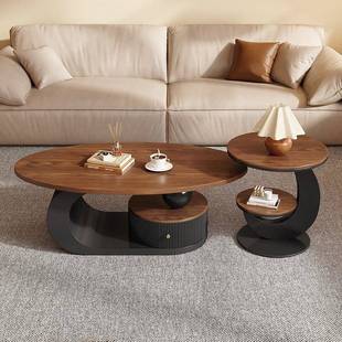 胡木茶几桌轻风奢感小设户42381型客厅家用法式中古计师2025新桃