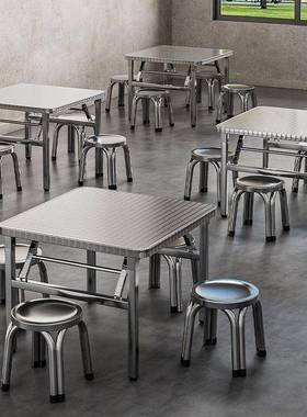 304特厚锈不钢折叠方38239形商用家用出租桌房正学校工地方便易收