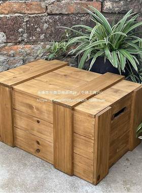 复古带木箱实木26848储物字箱画存盖放箱做木板箱密封杉木旧箱旧