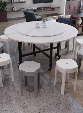 厚款折叠圆餐桌小户型折加叠餐桌特厚叠三折新聚餐yim2PCMT桌子整