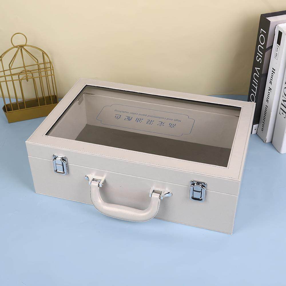 现货灰色开窗透明样板手ZCE提箱铝料砖头展示箱样瓷岩材板线条块