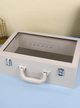 现货灰色开窗透明样板手ZCE提箱铝料砖头展示箱样瓷岩材板线条块