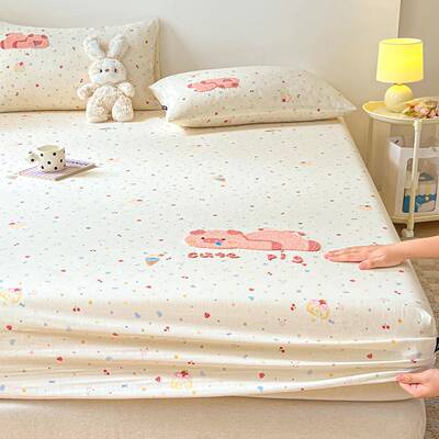 卡通棉双层纱床笠件全棉儿童床纯单罩三榻榻米VTF床垫套保护罩件