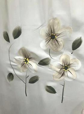 I美新中式现代遮光荷兰绒纯手绘窗简帘/65417卧室客厅别墅成品手