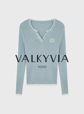 【Valkyvia/悠悠奢品】【浅云柔纱】剌绣莱赛尔百搭针织M361036