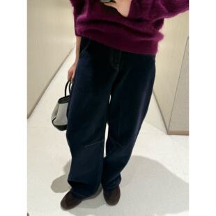 女复古休闲萝卜裤 LANDNINI 裤 高腰宽松直筒工装 小弯刀