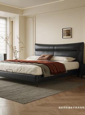 意式极简床双主卧软PUZ包高代端气现简约人床大床婚床轻奢大黑色