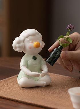 件陶瓷创意大美丽茶宠家居办公桌装饰摆CYG25743器爱女生桌可面迷