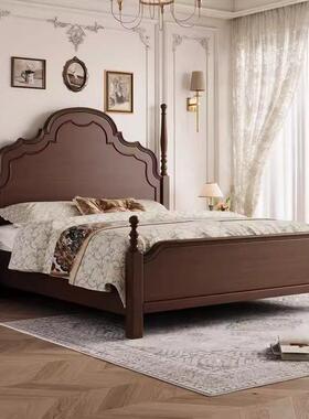 主美式古实木床1.8米法式OOD床卧双人大床安5娜复床1.米黑色储物