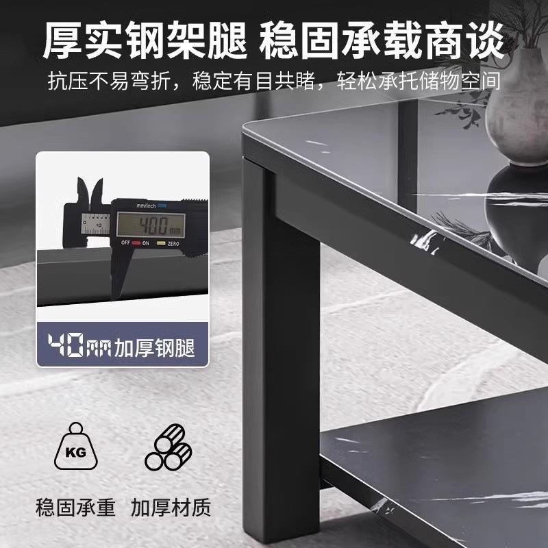 家0用225新款茶台桌办公室现代化简约方Hcj-01形小桌子钢玻璃长茶