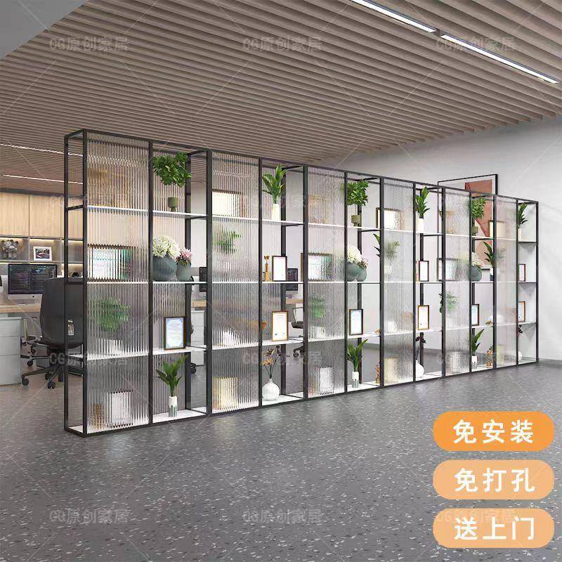断公玻璃隔置物花司架XRW书架双面柜办公架室餐饮酒店屏风隔断装