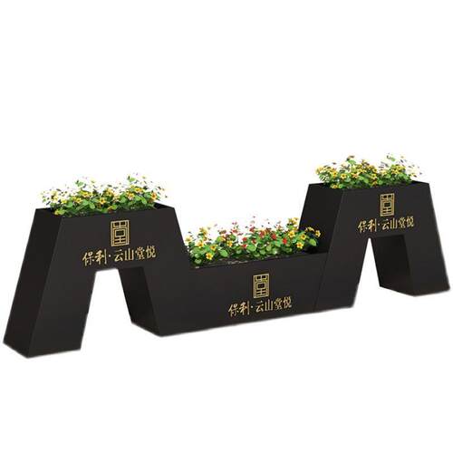 309户外铁艺种合植花箱组成品业街广场外摆不锈钢隔坐凳断花商定