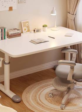 FPF手摇升降调桌加室厚学习桌可节木质儿童桌套椅装卧书房成套电