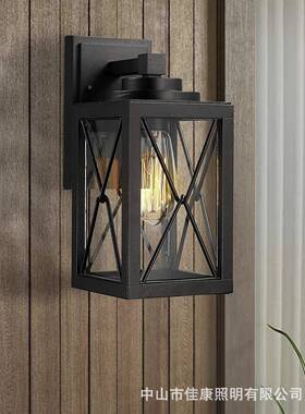 复式古壁灯美工业户风新款777eby铁a艺防水黑色外新款壁灯