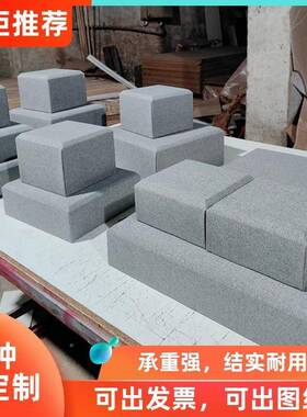 博馆物布展示台文献玉器古董托硬包亚麻展示台实木底座tj#lohu+摆