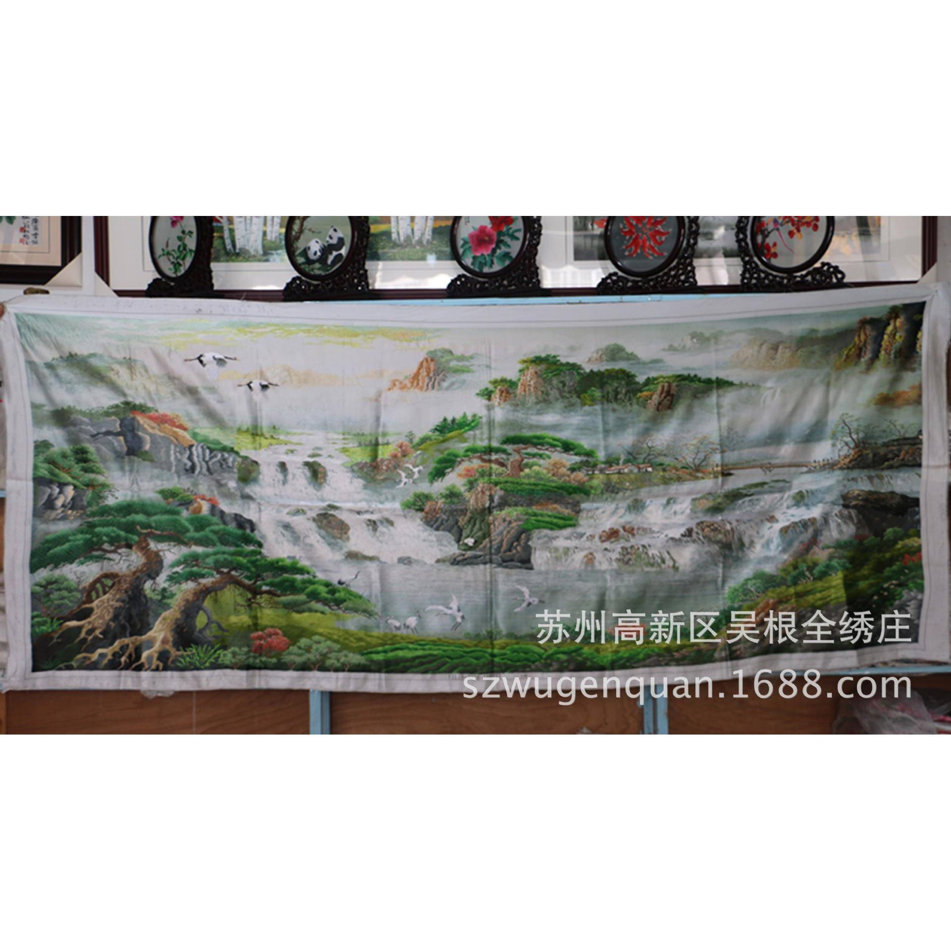 绣绣片苏单面绣客家居会议室装饰画长300苏州手工厅刺绣城