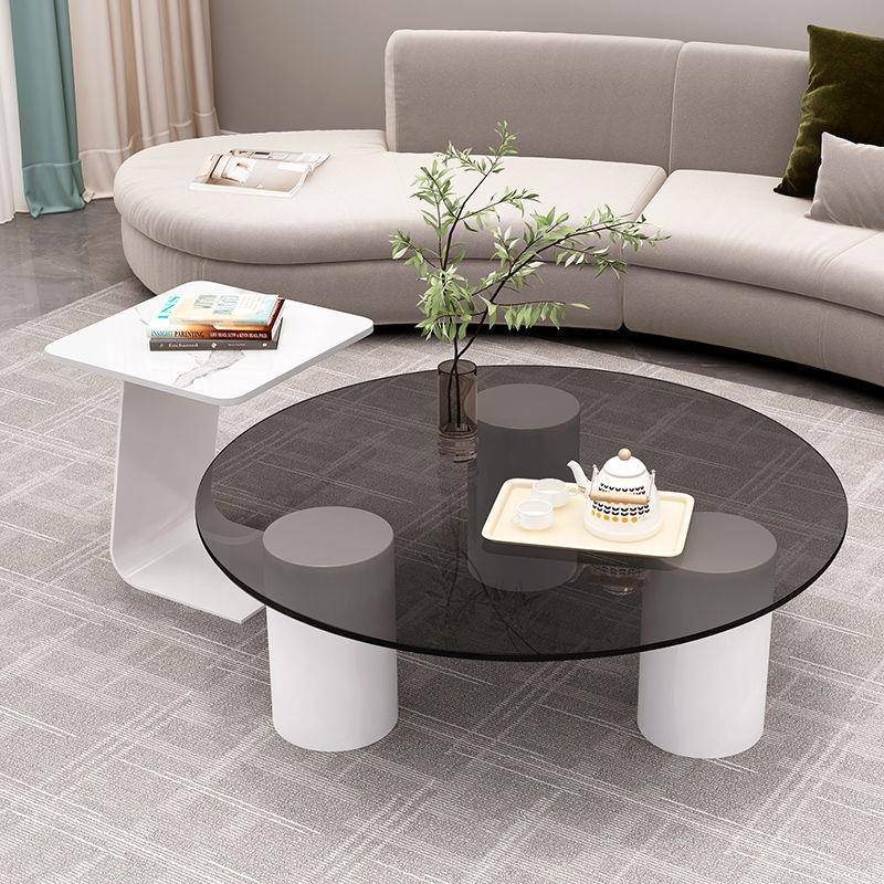 家现用客厅茶几户型网红室玻璃岩小板圆形卧茶145几代简约
