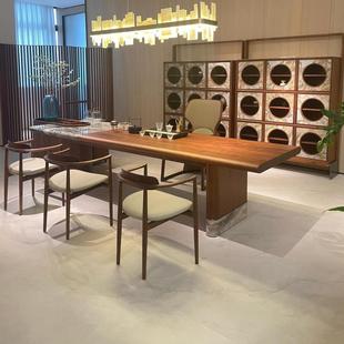 茶桌2025新款高端餐桌茶桌一体家茶实黑WBL胡桃木台大理石用奢木