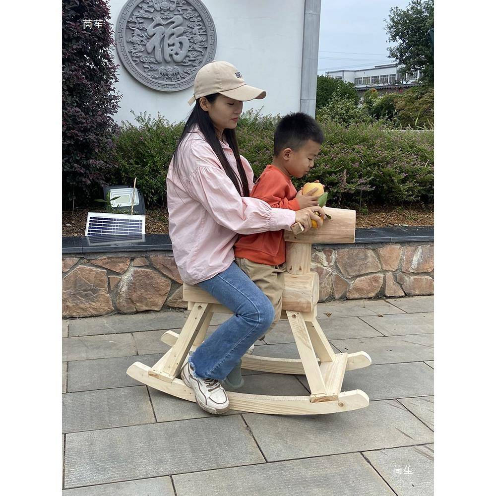 防腐实木儿摇木DRK人马碳化摇摇椅成民宿装饰童幼儿园户外玩具木