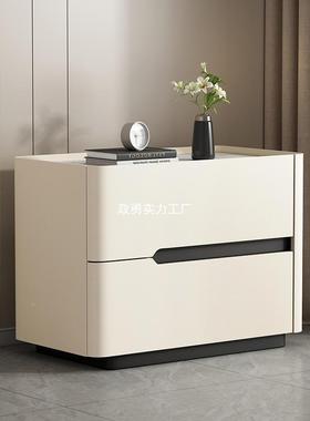 奶床新款整装油轻奢现代简约岩板头柜实木P15109意风式落地款卧室