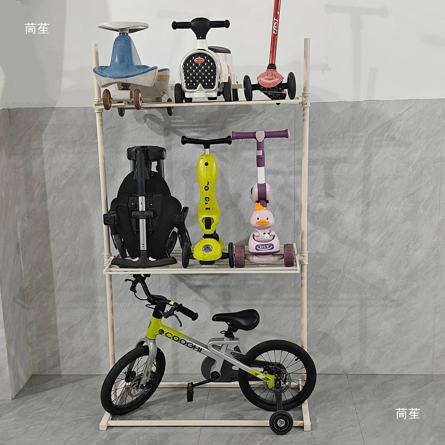 的t$*&hj#f铁艺儿童车子家用收纳架室外放宝宝车架子阳台平车落地