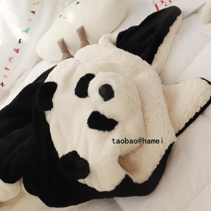 A5L可爱熊猫370毯沙发毛毯盖室毯冬季办公午毯厚睡实小