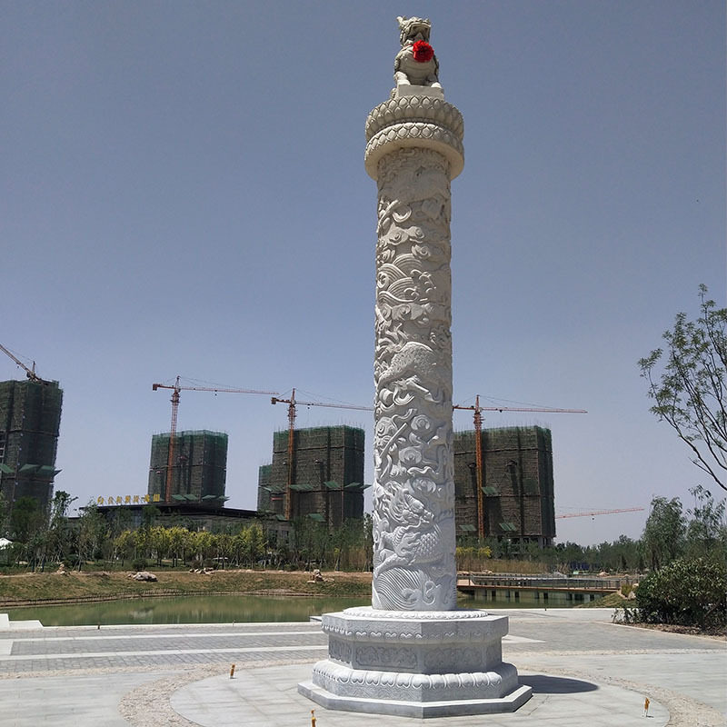 花岗岩石雕龙柱景区大门雕刻盘龙柱城市建设广场园林景观石雕龙柱